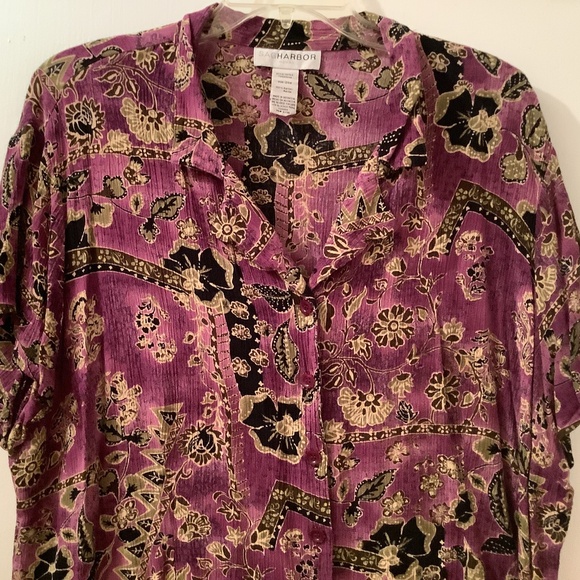 Sag Harbor BOHO plus size button front blouse shirt top - Picture 1 of 10
